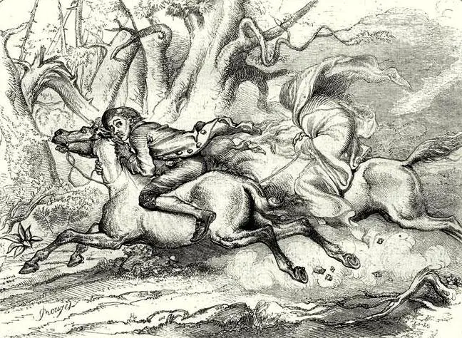 The Headless Horseman Chases Ichabod Crane